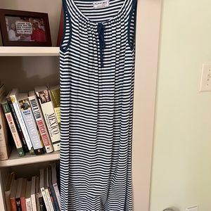Blue & White Striped Casual Cotton Dress